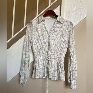 White Polka Dot Women's EMBER  long Sleevs